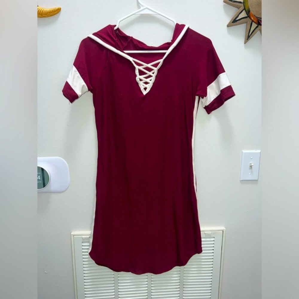 2 for 10!! Jersey Style Knit Burgundy T-shirt Dress